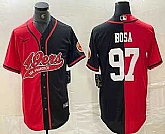 Men's San Francisco 49ers #97 Nick Bosa Red Black Two Tone Cool Base Stitched Baseball Jersey,baseball caps,new era cap wholesale,wholesale hats